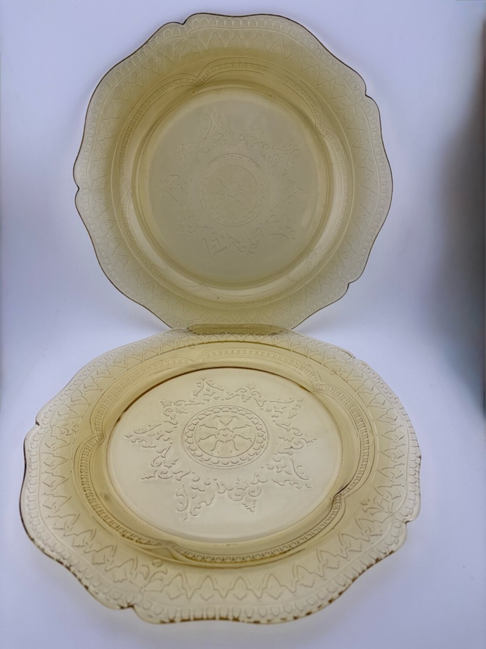 Vintage Amber Glass Dinner Plates - Set of 2